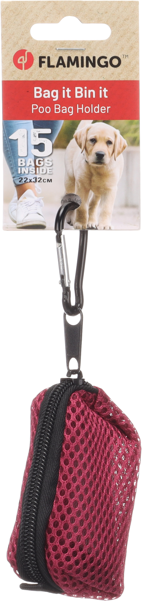 Flamingo Poop bag dispenser Misha Bordeaux