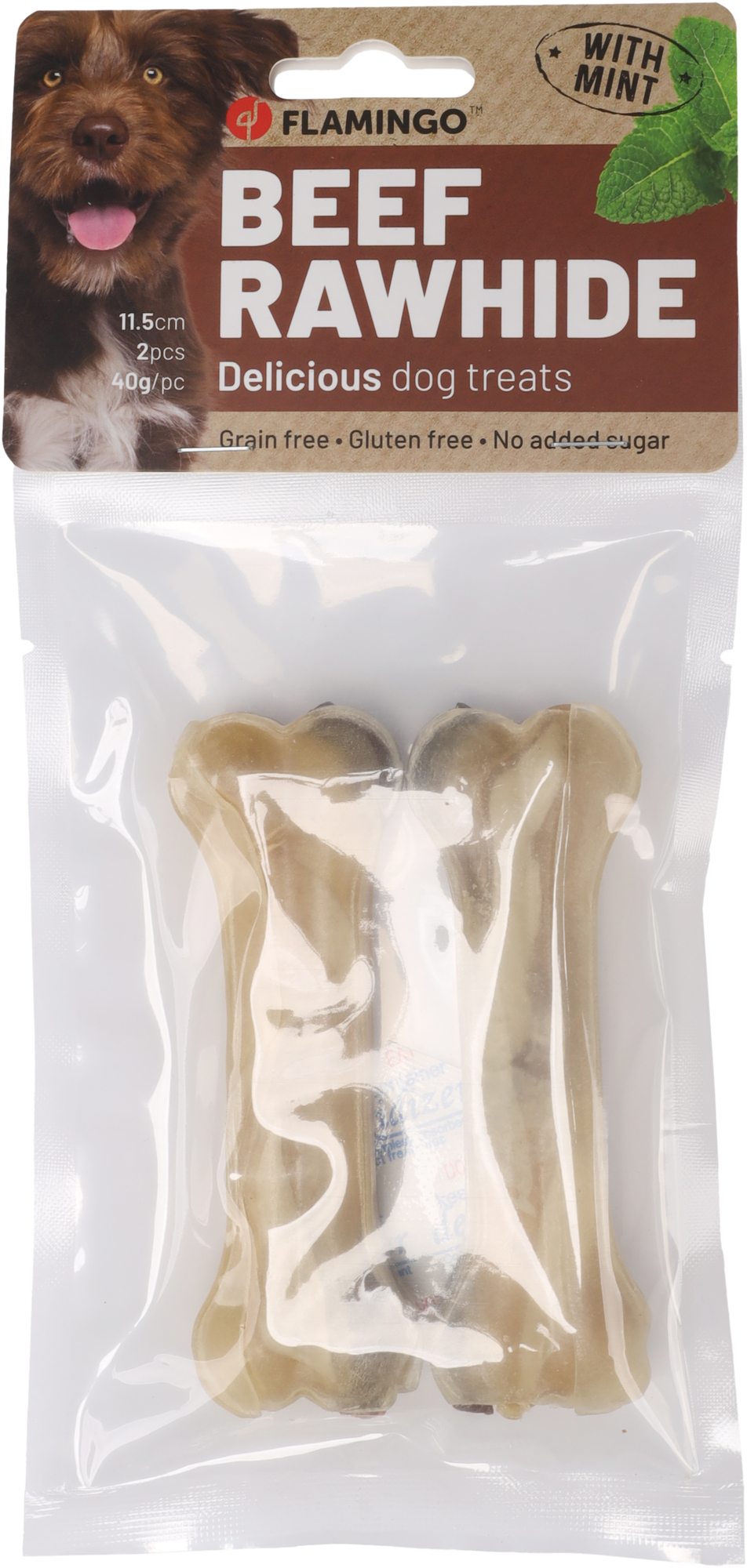 Flamingo Friandise R'Hide Dental Os  avec Menthe 11,5cm 40g / 2 pcs 80g