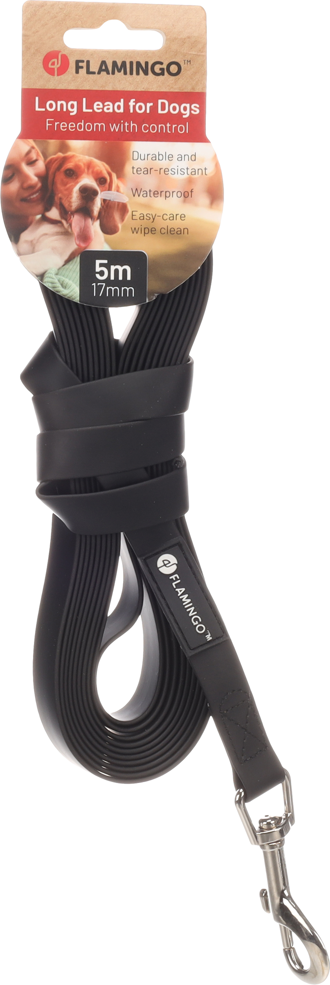 Flamingo Training and tracking leash Caspar Black