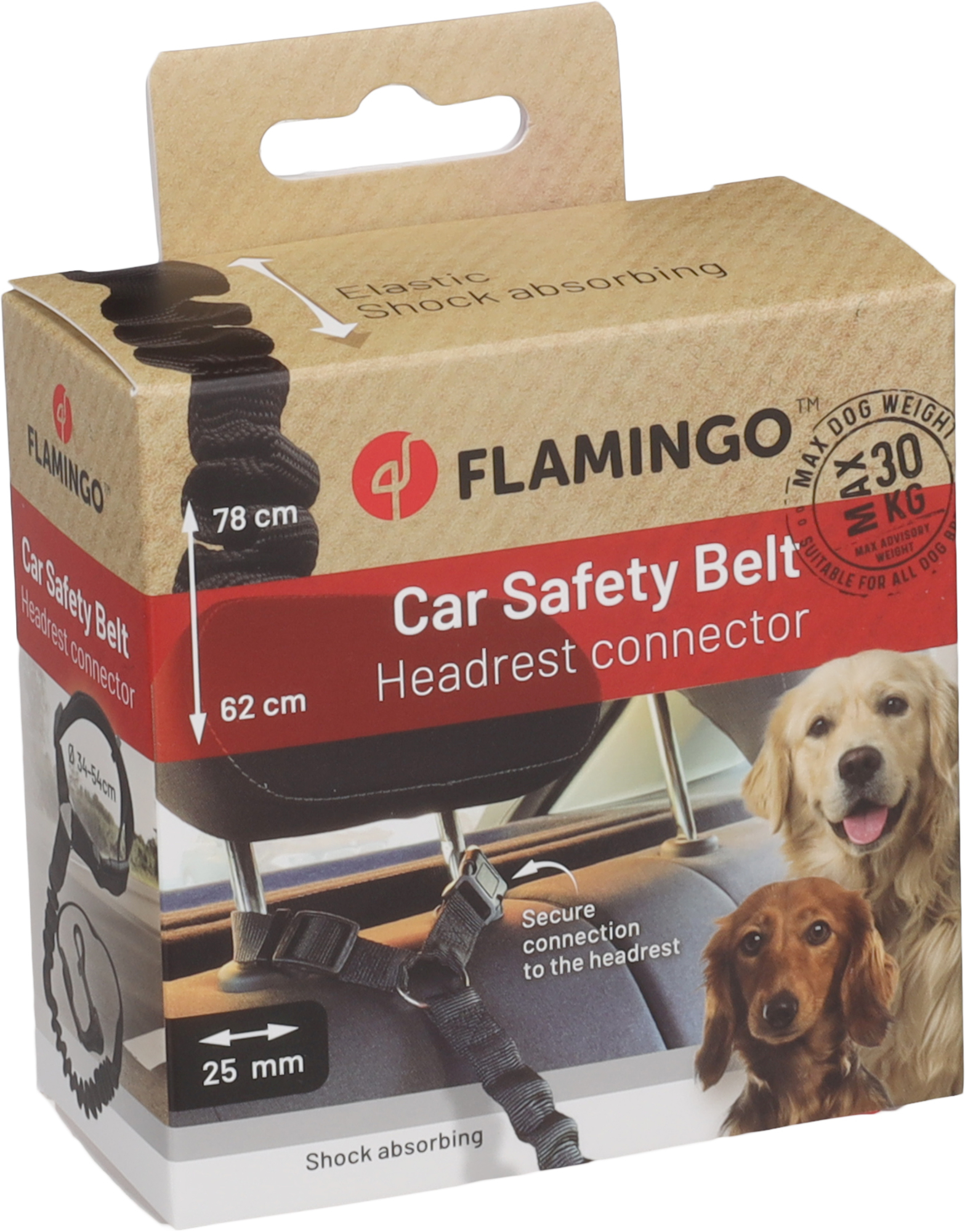 Flamingo Car leash Ramone Black