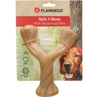 Flamingo Toy Nyl'o Wood Y shape with beef flavour