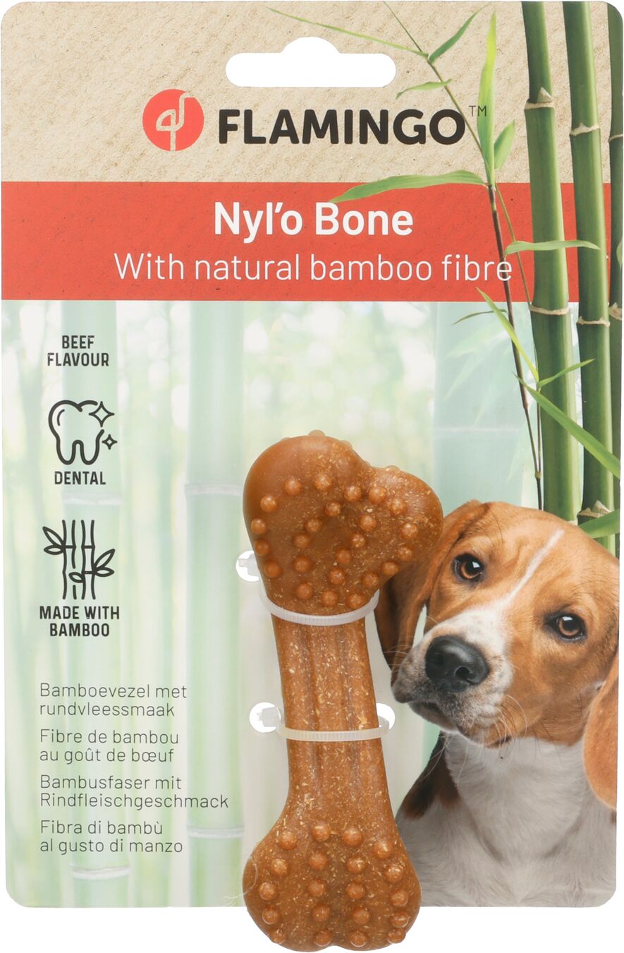 Flamingo Giocattolo Nyl'o Bamboo Osso con gusto di manzo