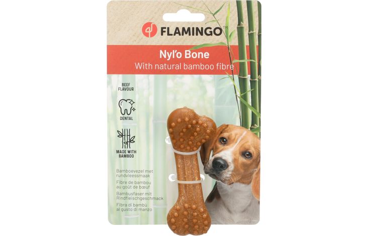 Flamingo Giocattolo Nyl'o Bamboo Osso con gusto di manzo