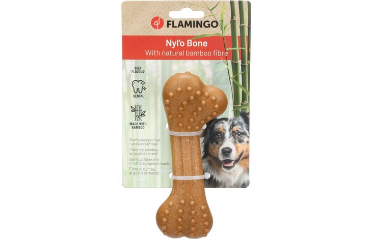 Flamingo Giocattolo Nyl'o Bamboo Osso con gusto di manzo
