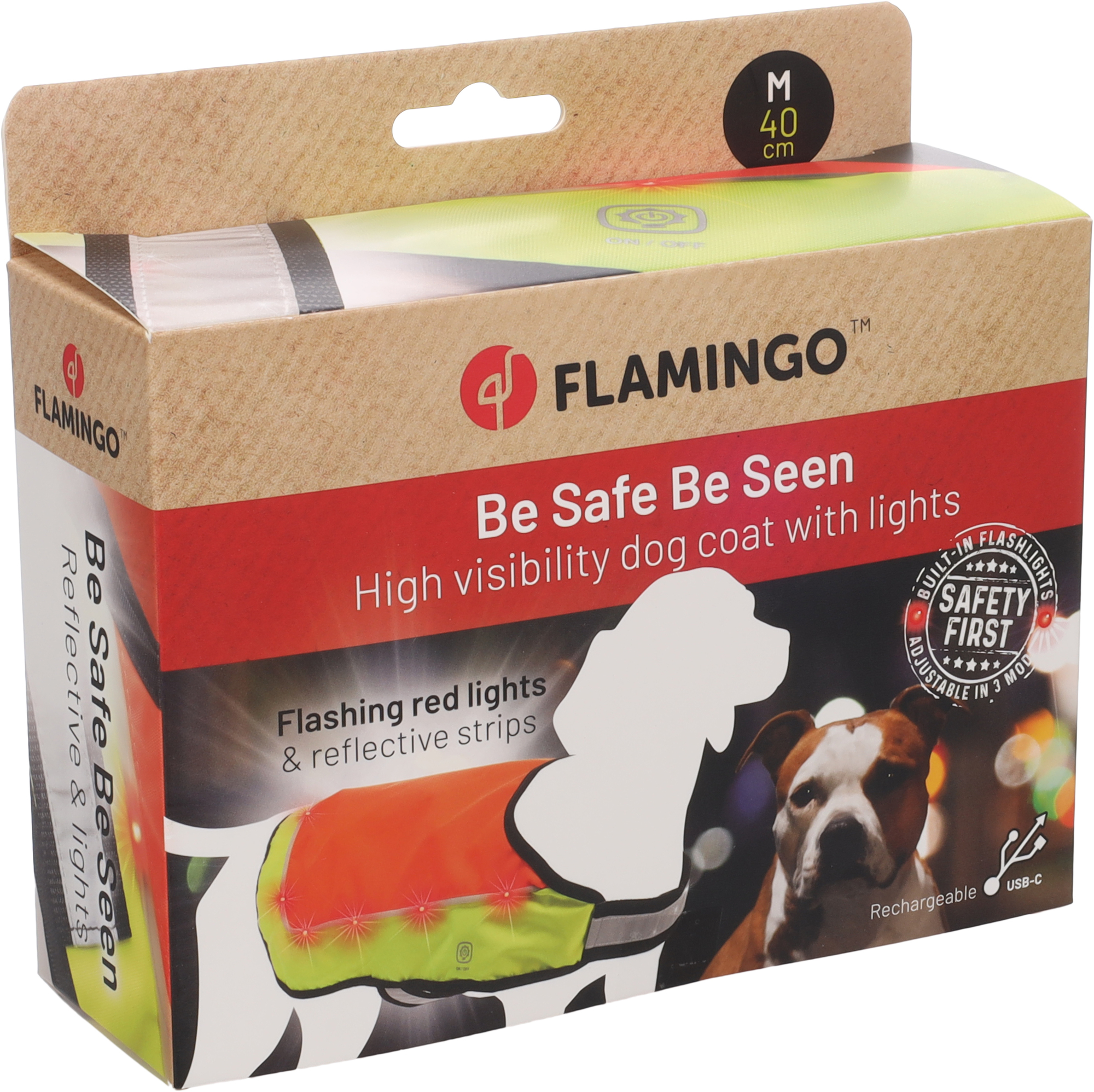 Flamingo Chaleco de seguridad con luz LED Simi Naranja fluo