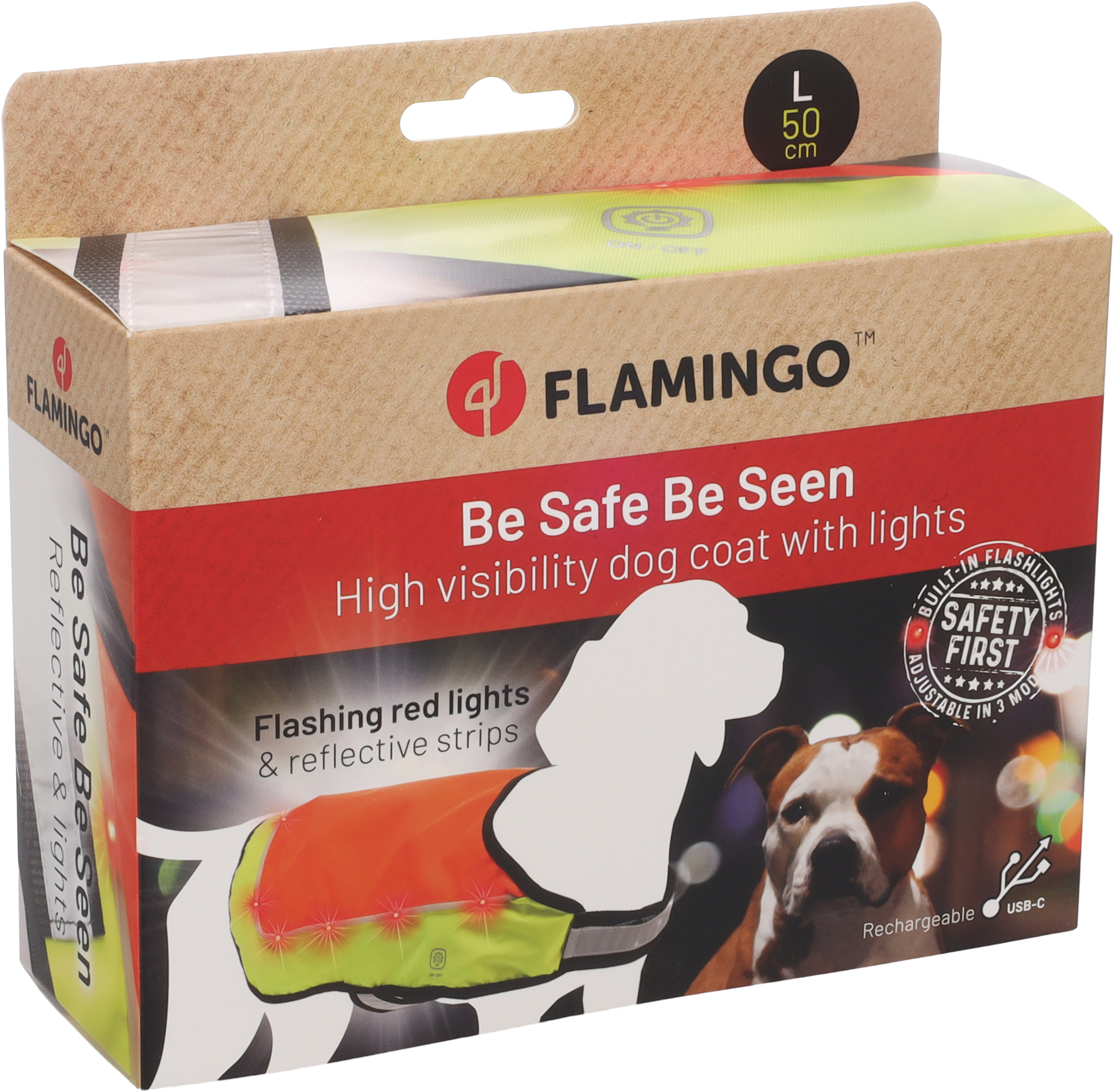 Flamingo Veiligheidsvest met led licht Simi Fluo oranje