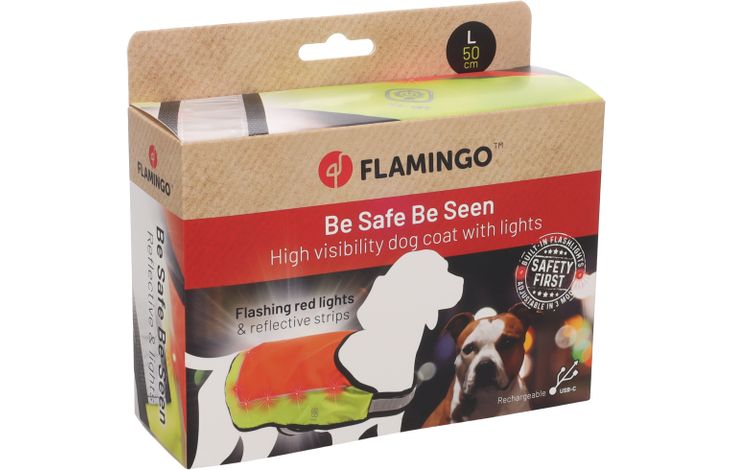 Flamingo Gillet de sécurité avec lumière LED Simi Orange fluo