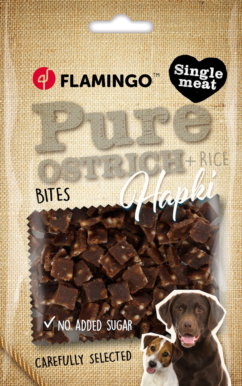 Flamingo Snacks Hapki Pure Chunks with ostrich & rice 