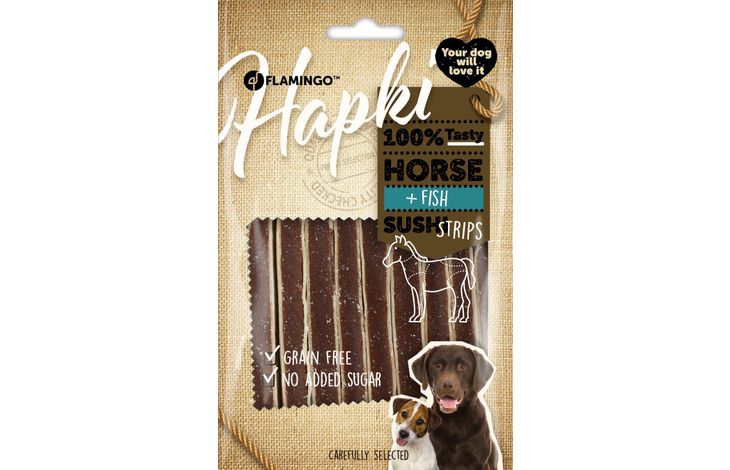 Flamingo Snacks Hapki Sushi strips with horse & fish 