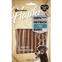 Flamingo Snacks Hapki Sushi strips with ostrich & fish 
