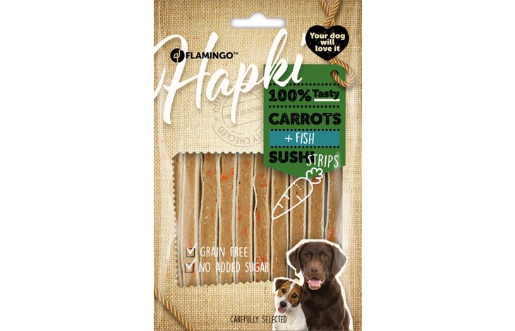 Flamingo Snacks Hapki Sushi strips with carrot & fish 