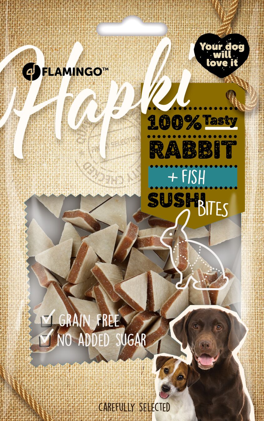 Flamingo Snacks Hapki Sushi cubes with rabbit & fish 
