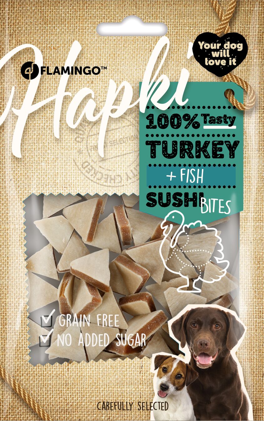 Flamingo Snacks Hapki Sushi cubes with turkey & fish 