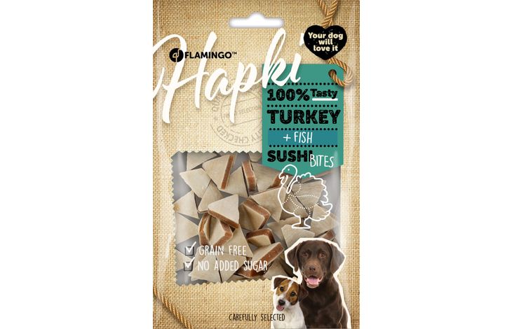 Flamingo Snacks Hapki Sushi cubes with turkey & fish 
