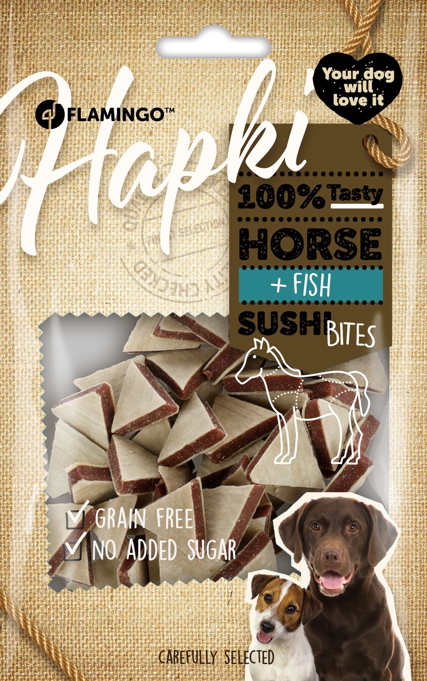 Flamingo Snacks Hapki Sushi cubes with horse & fish 