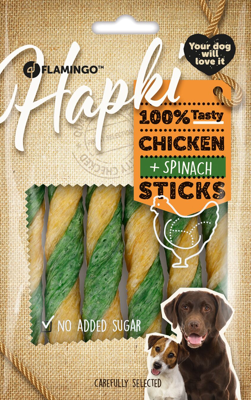 Flamingo Snacks Hapki Stick with chicken & spinach 
