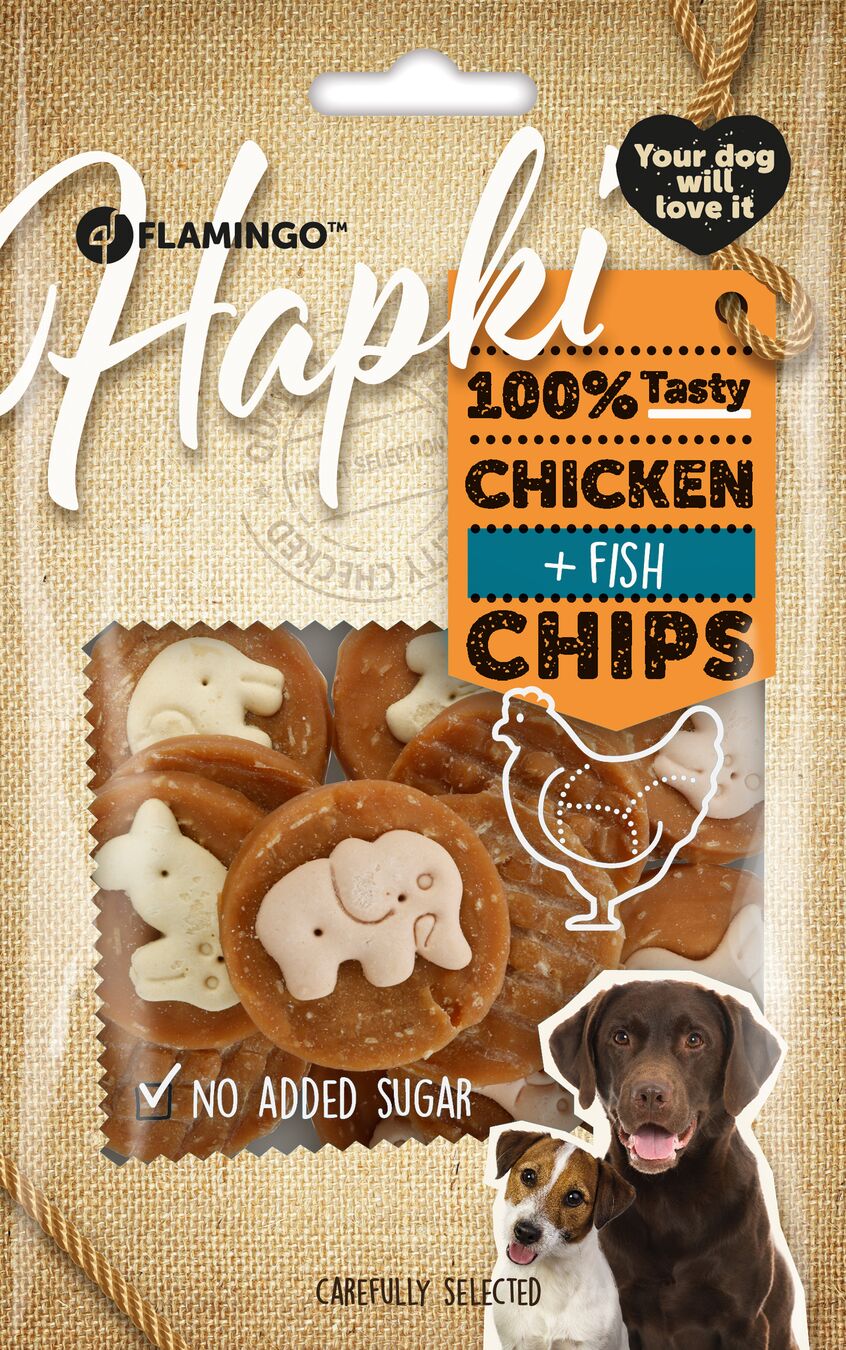 Flamingo Snacks Hapki Chips Biscuit with chicken & fish 