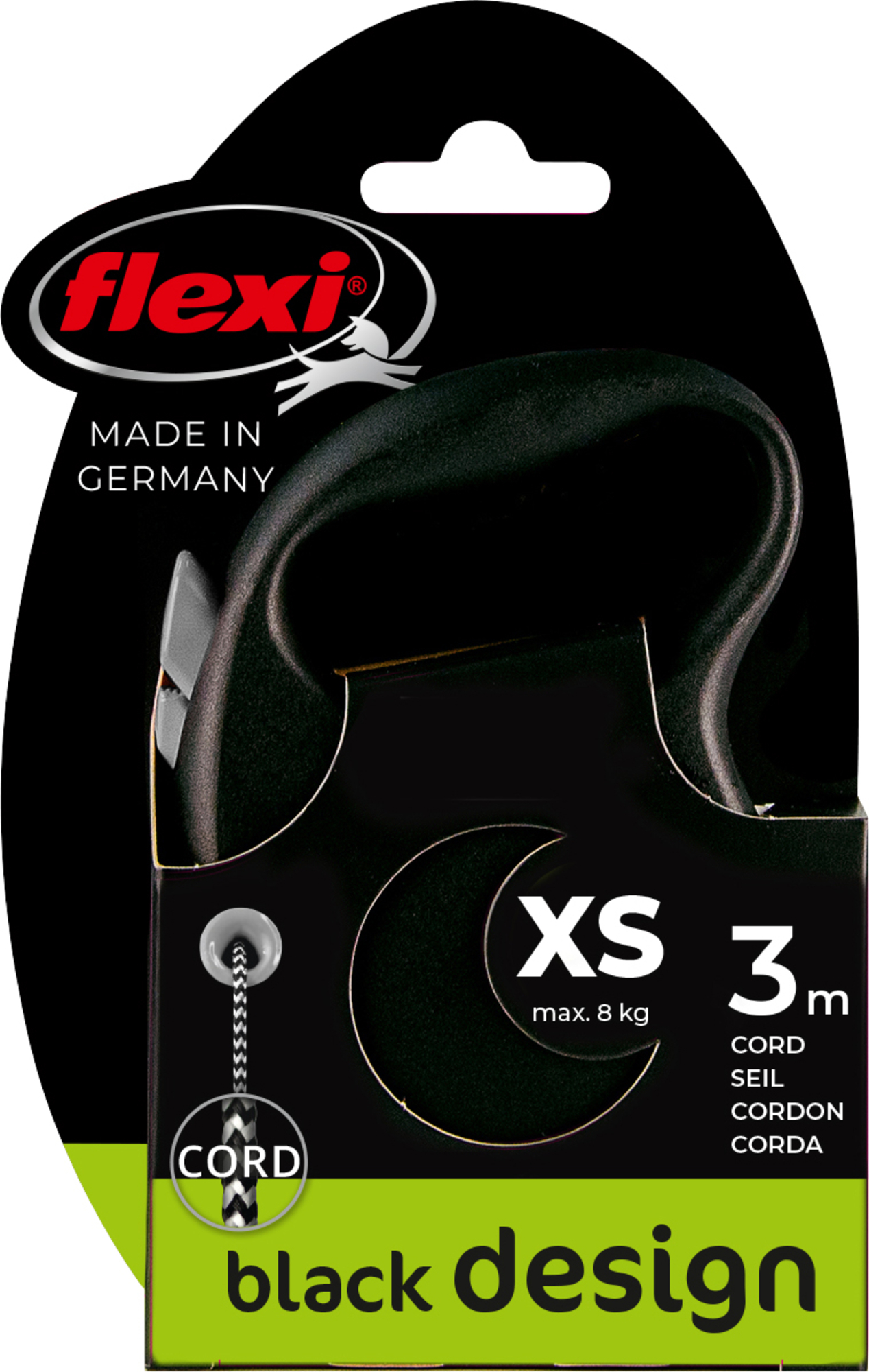 Flexi Flexi Retractable leash Black Design Cord Black Silver