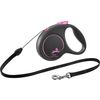 Flexi Roll-Leine Black Design Seil Schwarz Rosa