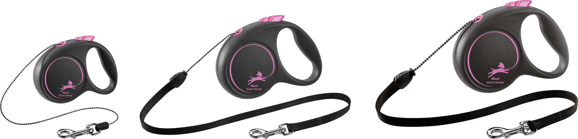 Flexi Flexi Retractable leash Black Design Cord Black Pink
