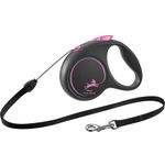 Flexi Guinzaglio retrattile Black Design Corda Nero Rosa