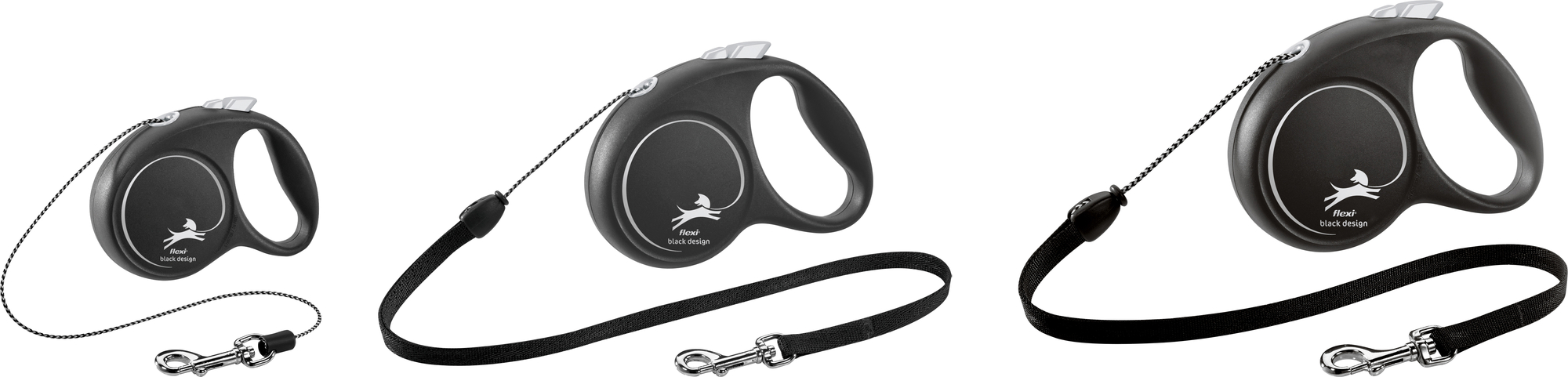 Flexi Flexi Retractable leash Black Design Cord Black Silver