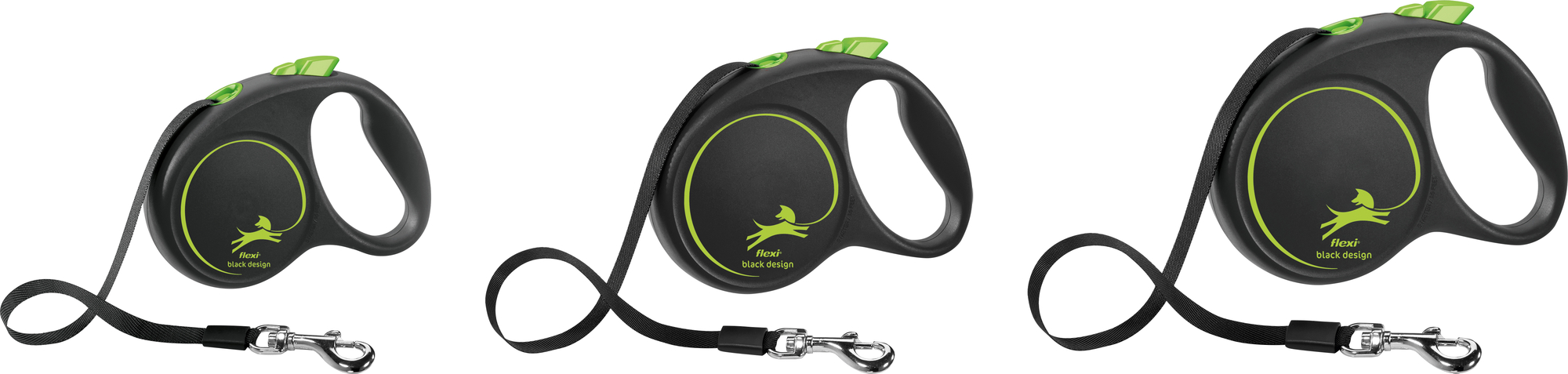 Flexi Flexi Guinzaglio retrattile Black Design Fettuccia Nero Verde