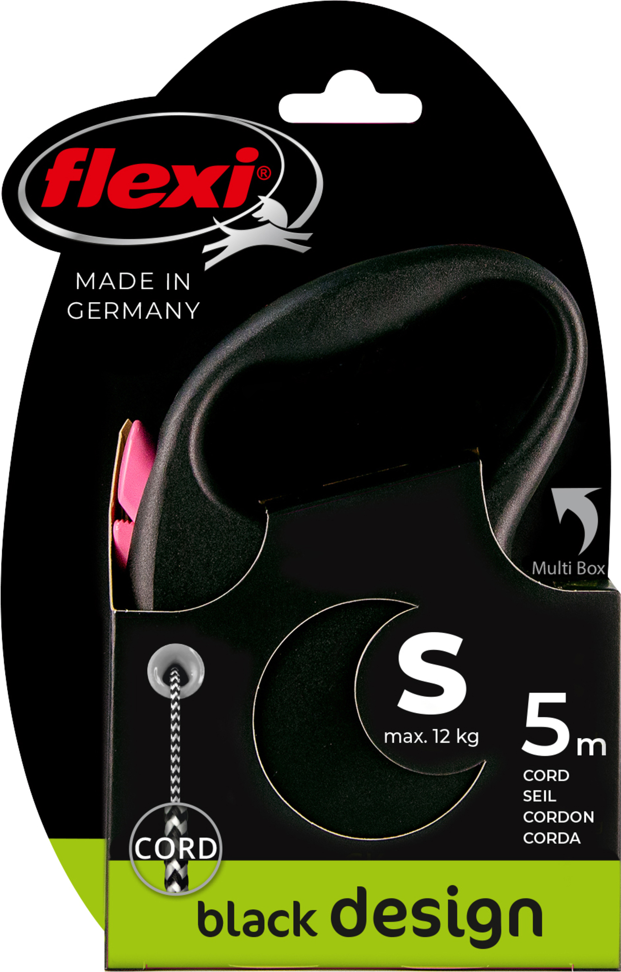 Flexi Flexi Correa enrollable Black Design Cinta Negro Rosa