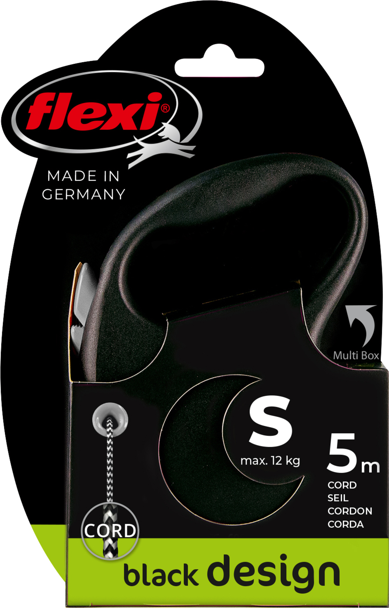 Flexi Flexi Retractable leash Black Design Tape Black Silver