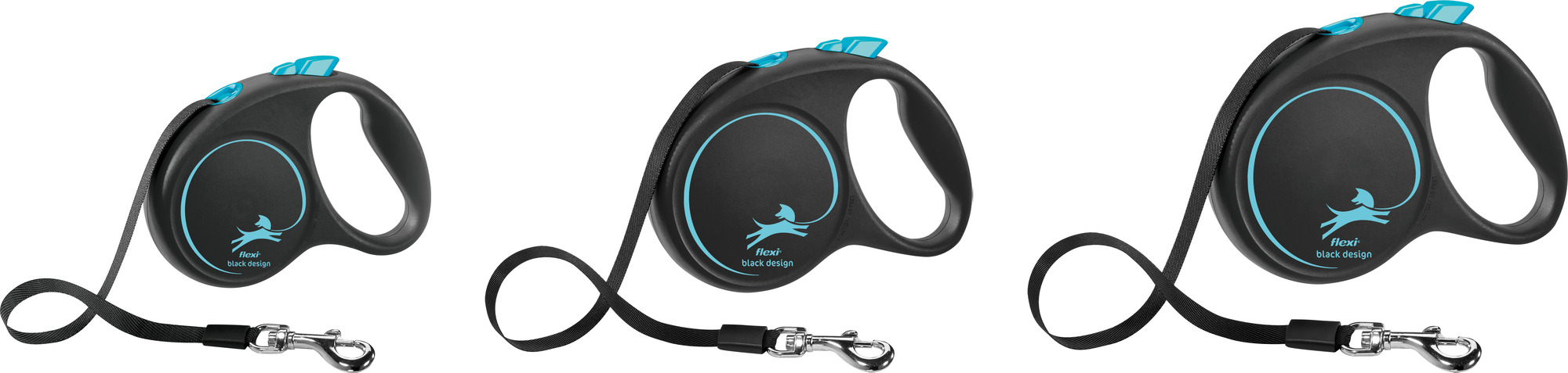 Flexi Flexi Retractable leash Black Design Tape Black Blue