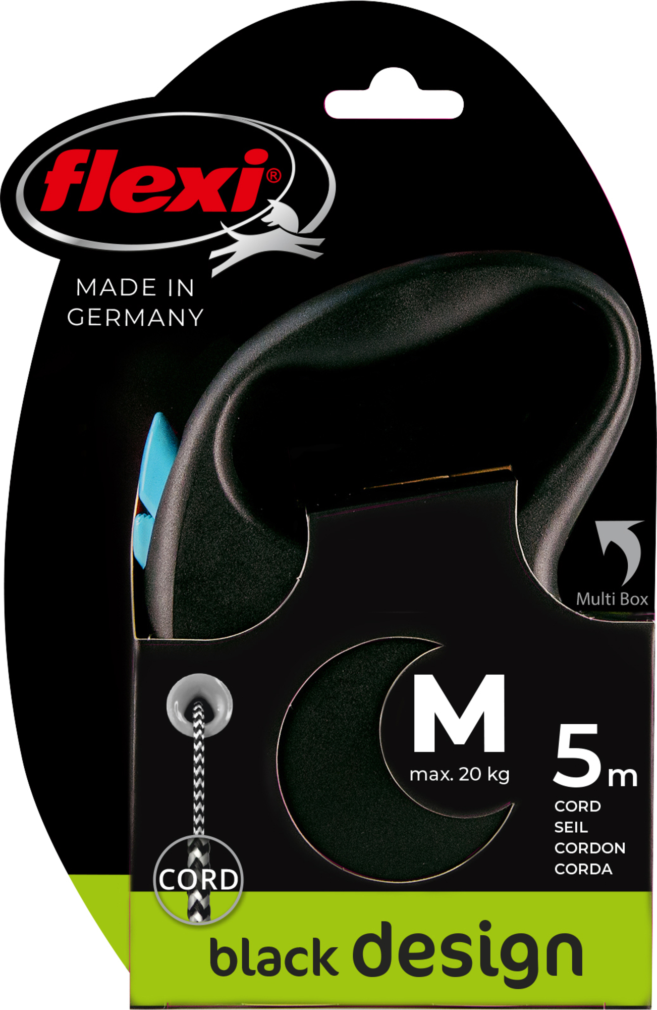 Flexi Flexi Retractable leash Black Design Tape Black Blue