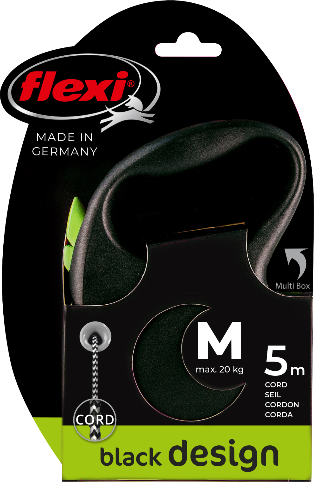 Flexi Flexi Retractable leash Black Design Tape Black Green