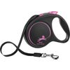 Flexi Correa enrollable Black Design Cinta Negro Rosa
