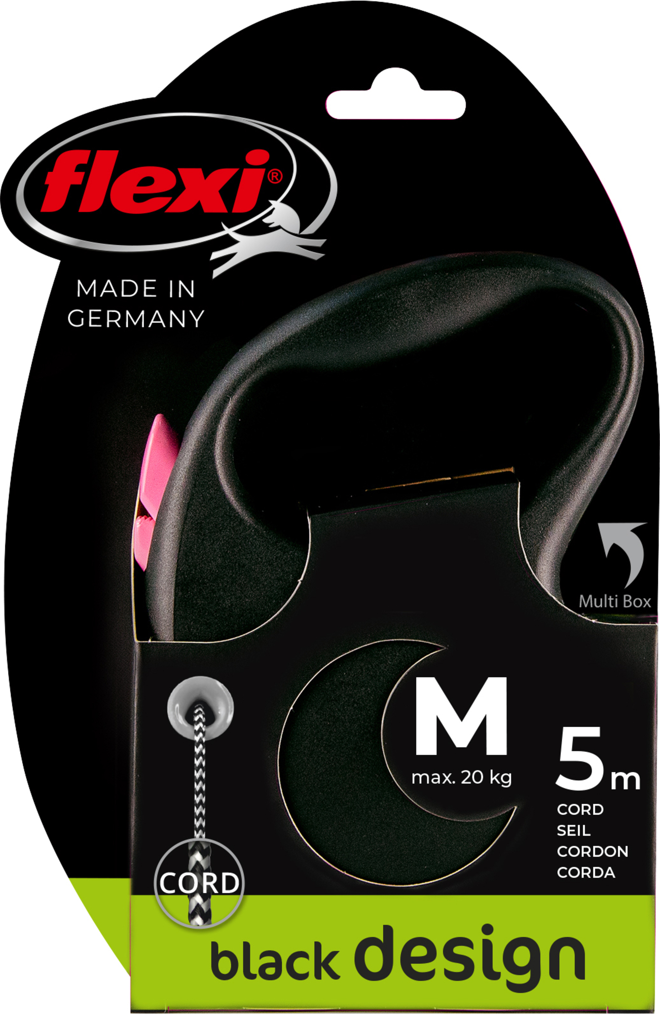 Flexi Flexi Retractable leash Black Design Tape Black Pink