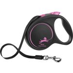 Flexi Guinzaglio retrattile Black Design Fettuccia Nero Rosa