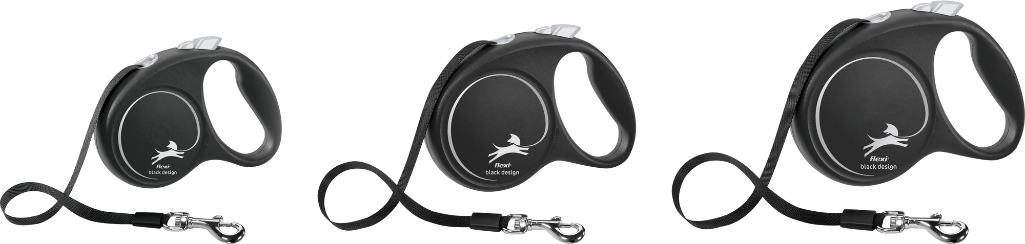 Flexi Flexi Rollijn Black Design Band Zwart Zilver