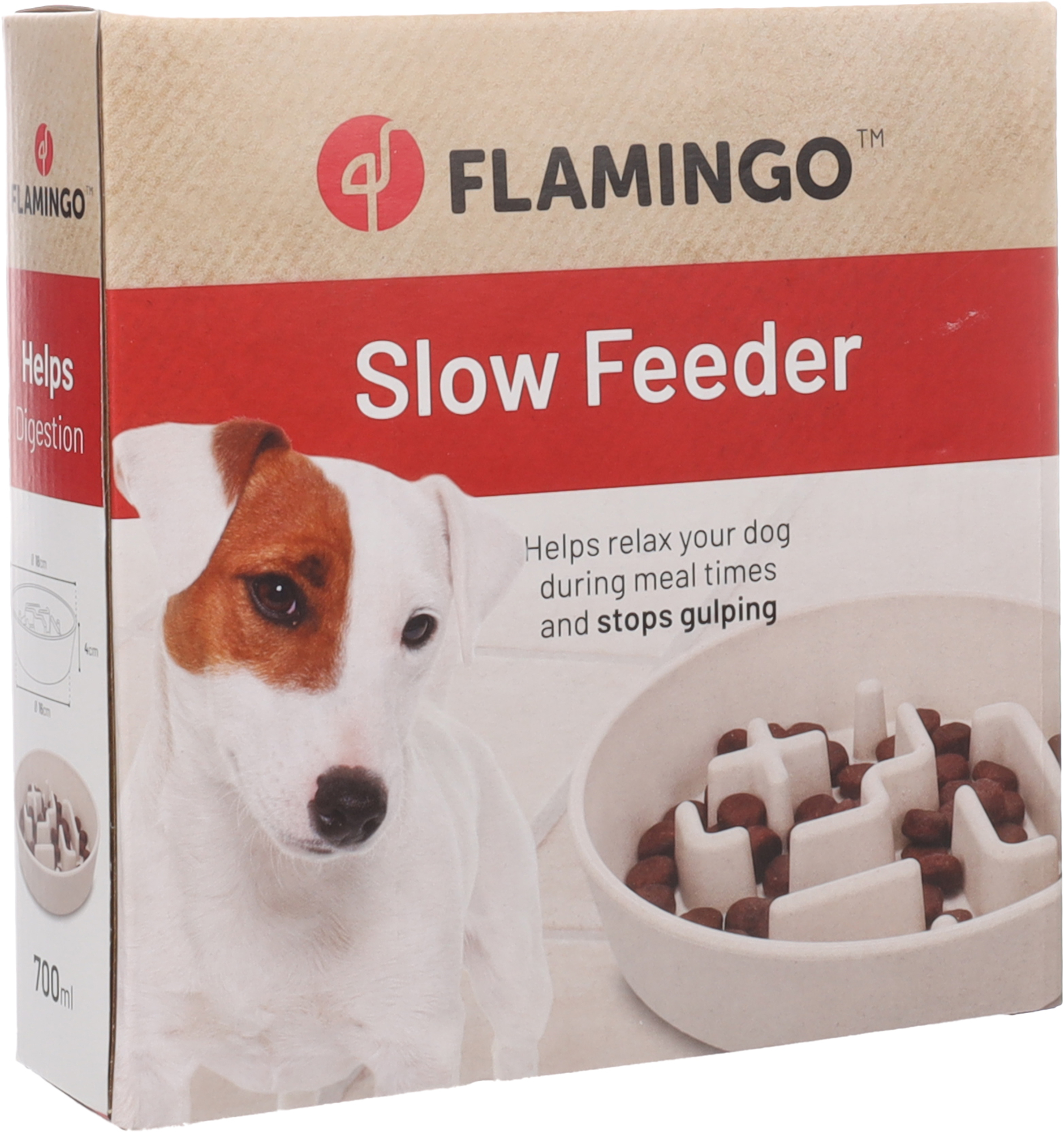 Flamingo Feeding bowl Slow feeder Kana Round Beige