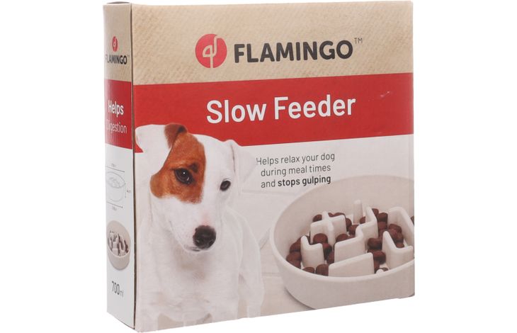 Flamingo Feeding bowl Slow feeder Kana Round Beige