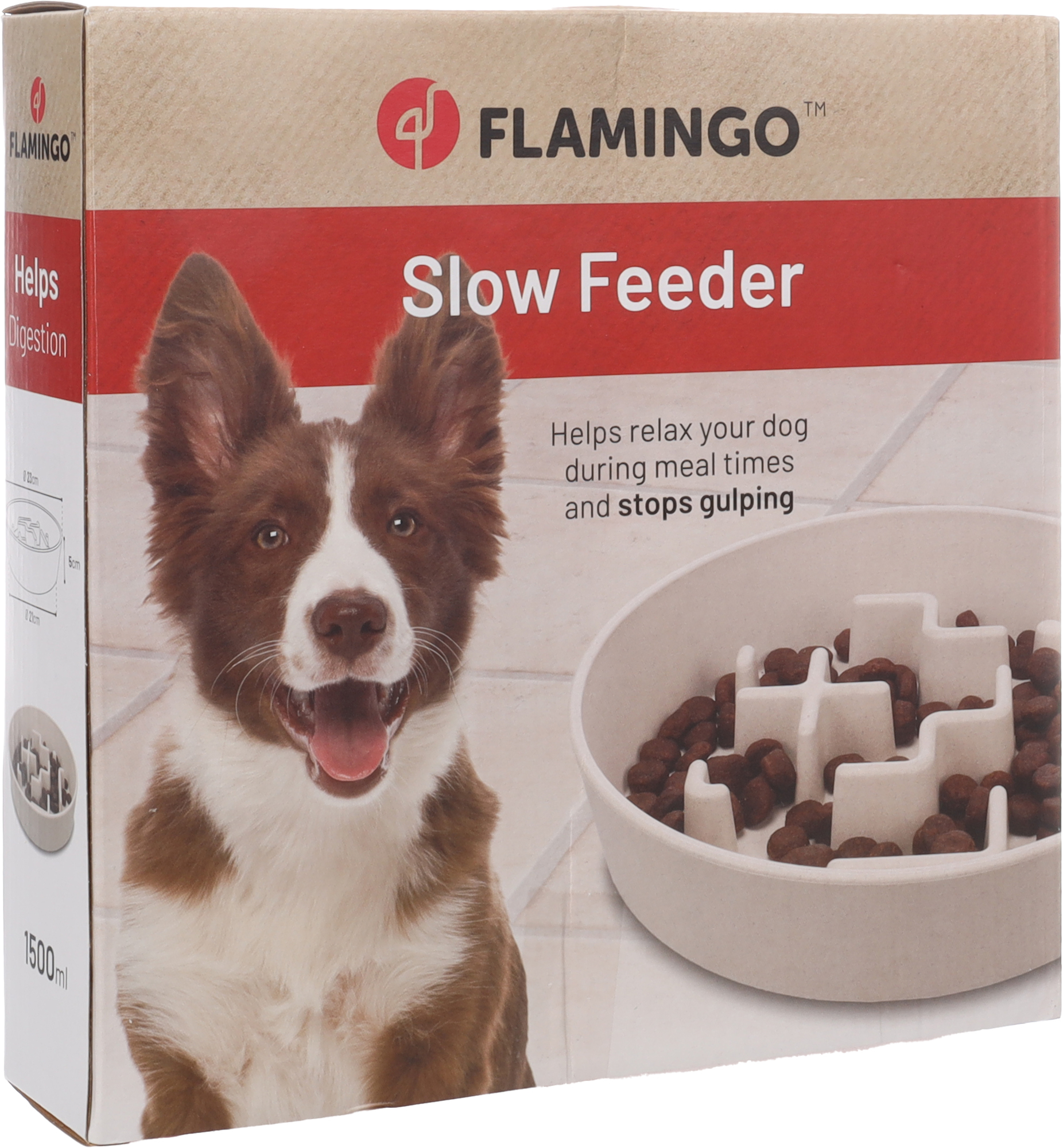 Flamingo Feeding bowl Slow feeder Kana Round Beige