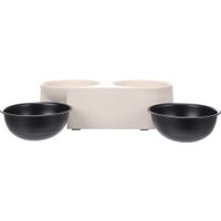 Flamingo Feeding and drinking bowl Duo Dinner Kana Oval Beige & Black