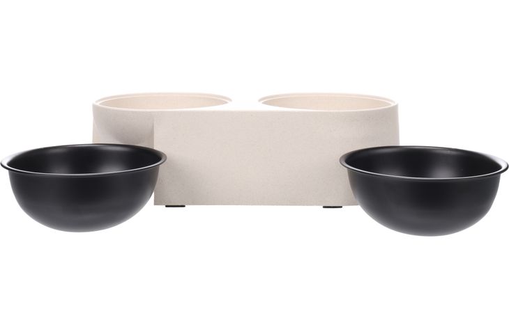 Flamingo Feeding and drinking bowl Duo Dinner Kana Oval Beige & Black