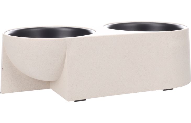 Flamingo Feeding and drinking bowl Duo Dinner Kana Oval Beige & Black