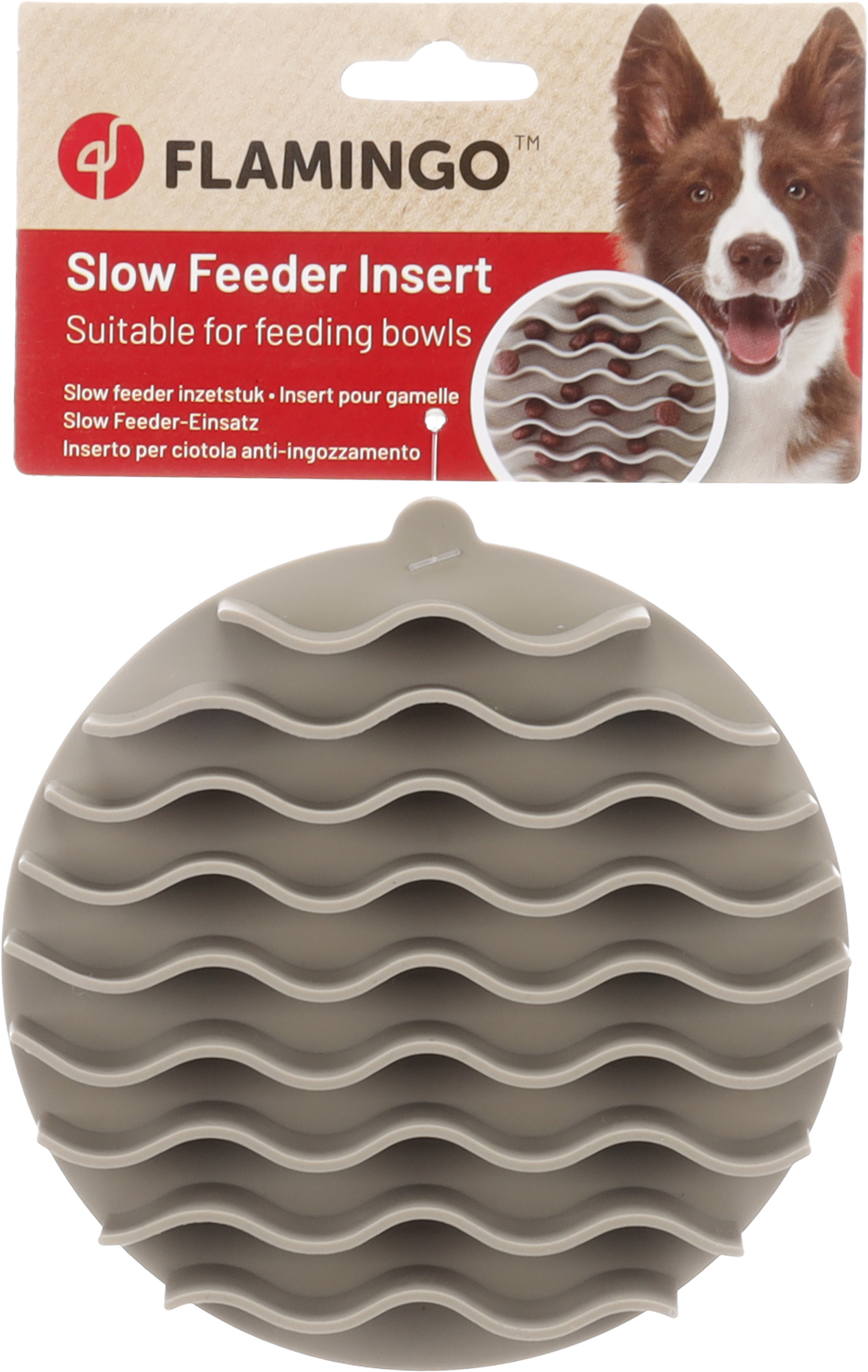 Flamingo Slow feeder insert for feeding bowl Kaja Round Taupe