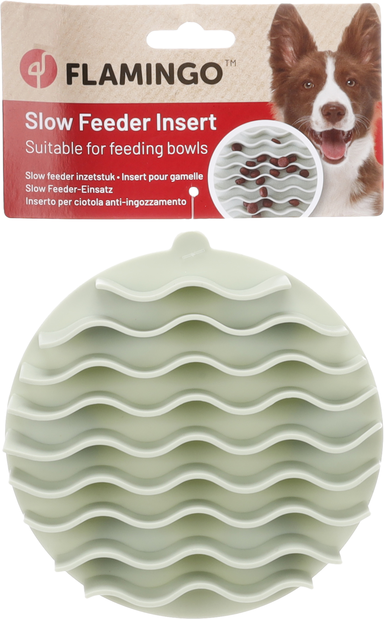 Flamingo Slow feeder insert for feeding bowl Kaja Round Light green