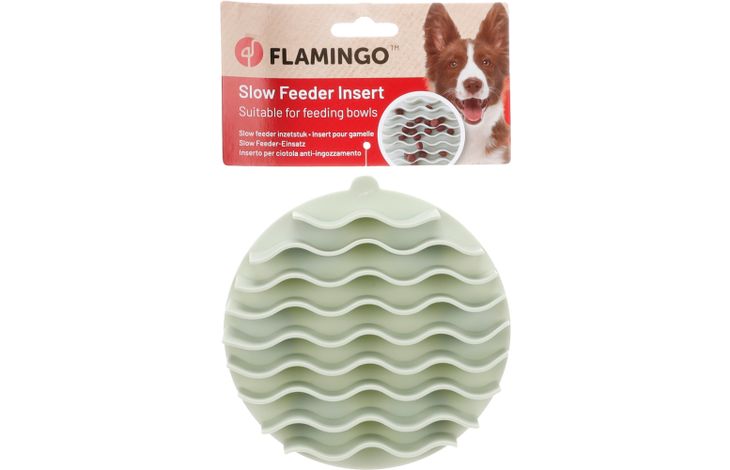 Flamingo Slow feeder insert for feeding bowl Kaja Round Light green