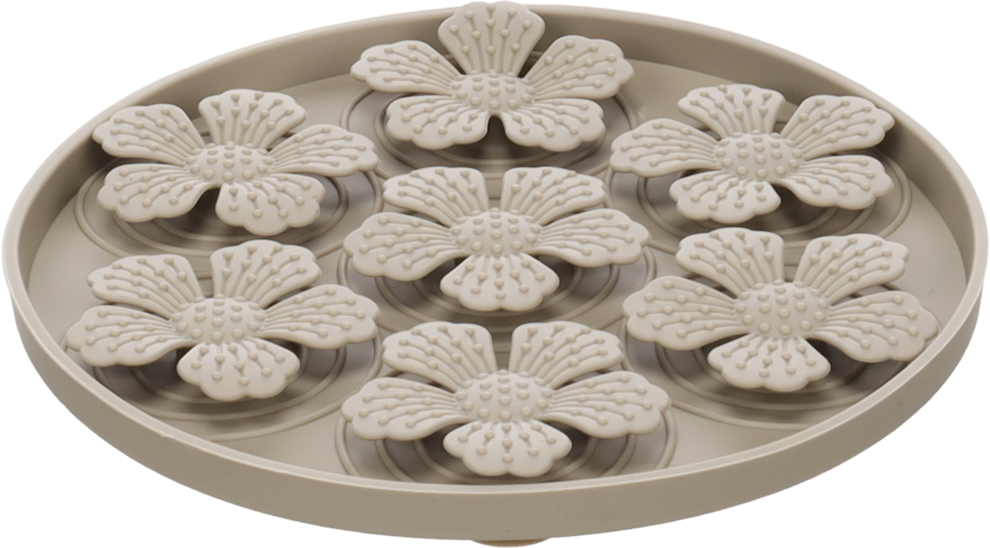 Flamingo Lick pad Fleur Round Taupe