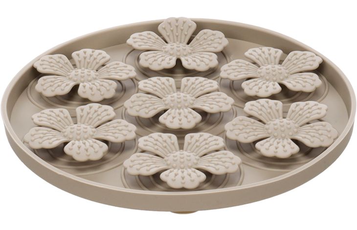 Flamingo Lick pad Fleur Round Taupe