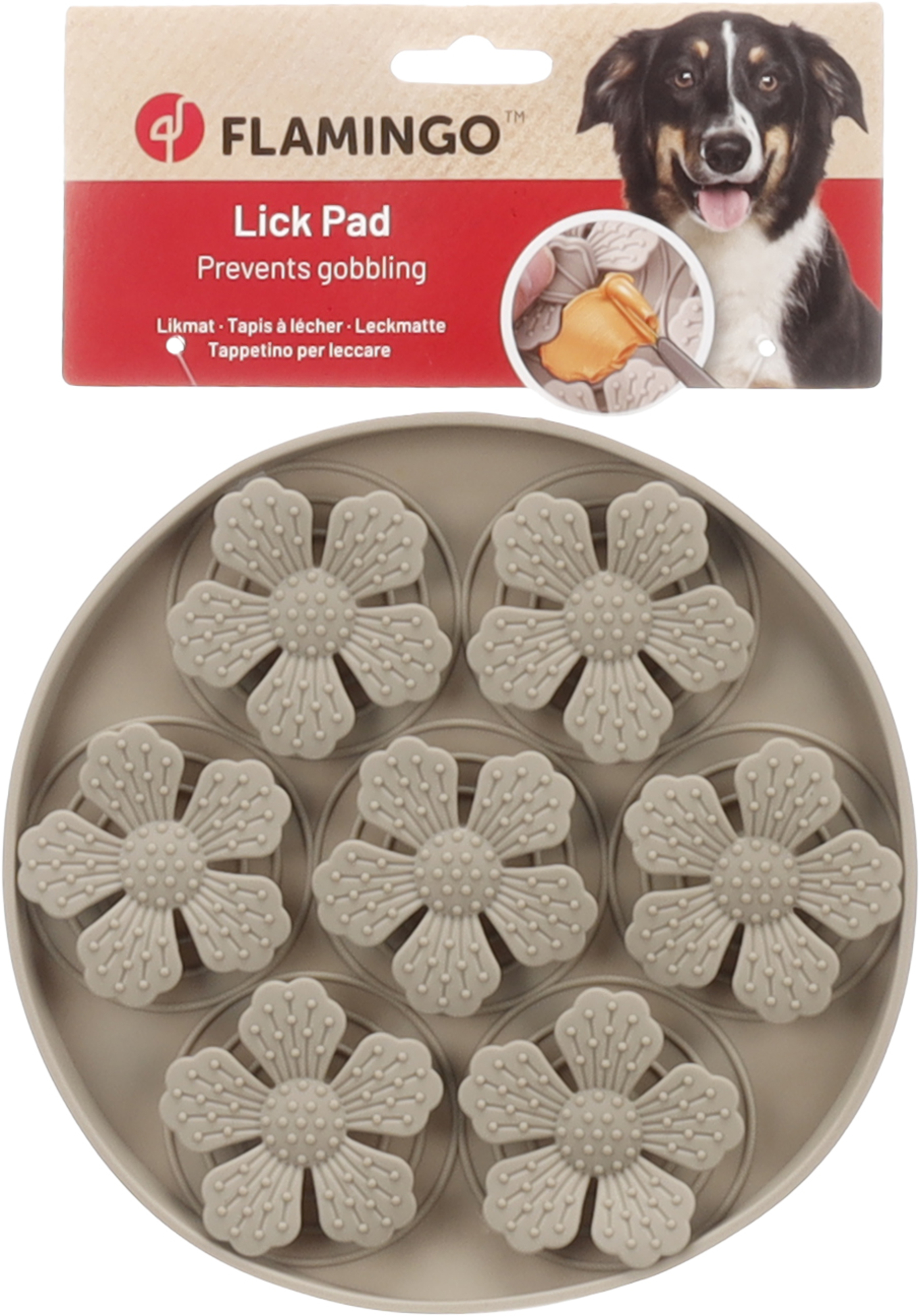 Flamingo Lick pad Fleur Round Taupe