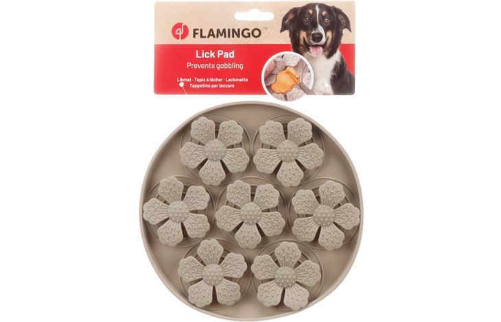 Flamingo Lick pad Fleur Round Taupe
