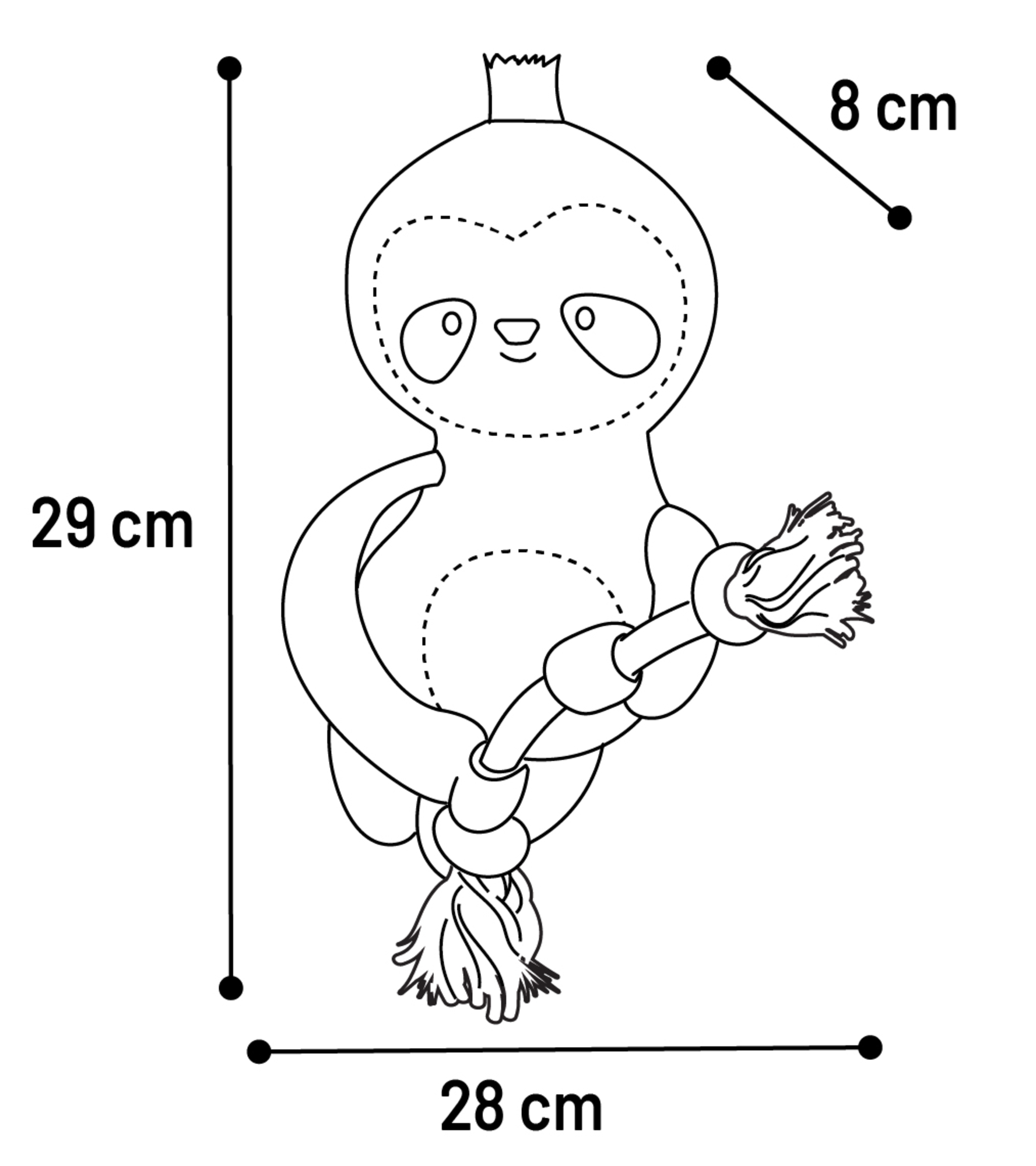 Flamingo Toy Puppy Phoebe Sloth with rope Brown